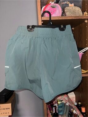 Light Teal Women's Athletic Shorts with Elastic Waist